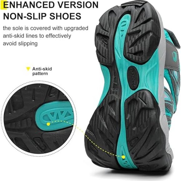 Dannto Women's US 6,9 Sport Hiking Closed Toe Sandal Blue Gray Athletic Lightwei - Picture 5 of 12